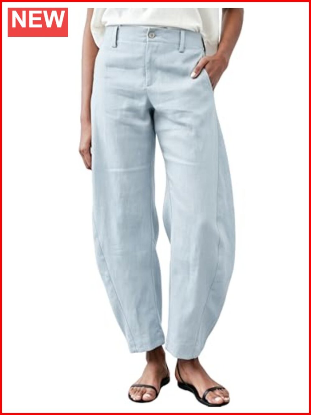 Womens Linen Barrel Pants Baggy Wide Leg Palazzo Trousers